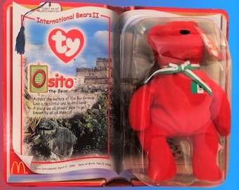 Osito Teddy Bear Beanie Baby Gift Set (2000) with Sealed Pack Trading Cards