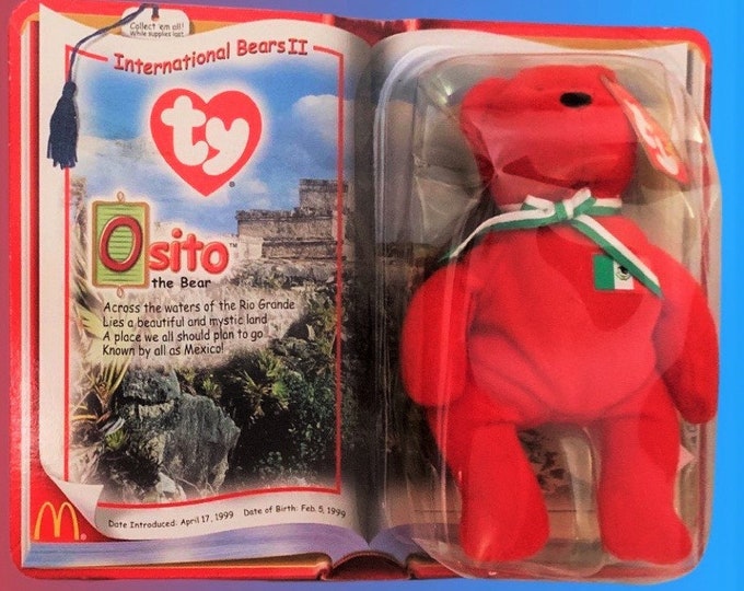 Osito Teddy Bear Beanie Baby Gift Set (2000) with Sealed Pack Trading Cards