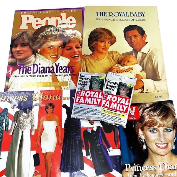 Princess Diana Collections - Choose One, Magazine, Book or Trading Card Pack, Princess of Wales, King Charles, Prince William, Prince Harry