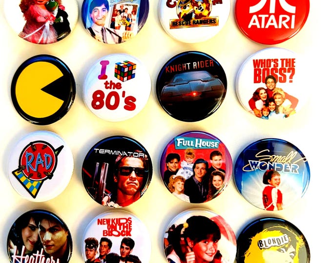 80s style Pinback buttons, Choose Buttons, 80s Party Favors