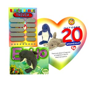 Mütze des Tages (20.Oktober 20th) Wiederecho der Delphin, Beanie Baby Geburtstagtelegram-Leckerchen, Weihnachtsgeschenke der 90er Jahre