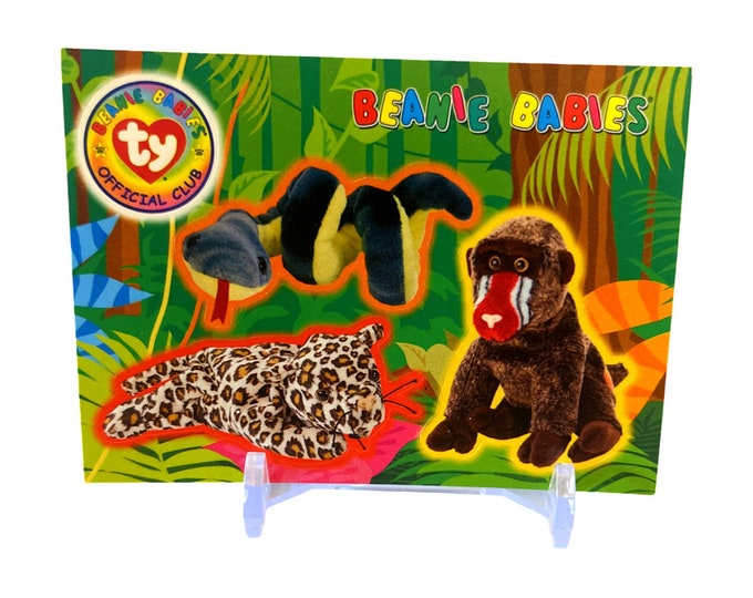 Beanie Baby Sticker Card, Freckles, Hissy, Cheeks 1999, Stocking Stuffers, 90s gifts
