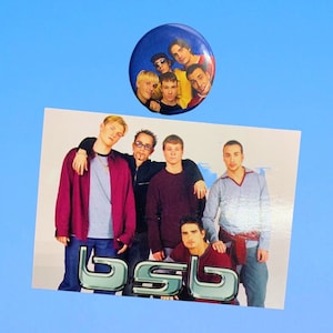 Botão Pinback de 1,25 polegadas dos Backstreet Boys com cartão colecionável (2000)