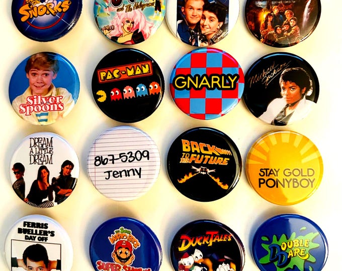 80s style Pinback buttons, Choose Buttons, 80s Party Favors