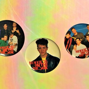 NKOTB (Three Pack Gift Set) 1.5 Inch Pin-back Buttons, NKOTB Fan Gift, NKOTB Buttons, New Old Stock Vintage Pins 1989 New Kids on the Block