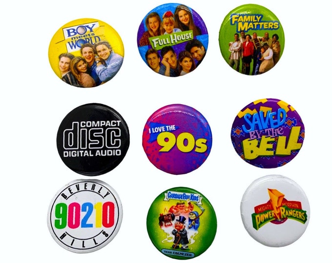 90s style Choose Your Pinback buttons (Choose Your Faves) 90s pins, 90s party, Pinback Buttons