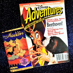 Enero de 1994 Revista de aventuras de Disney, nostalgia de los 90, Vintage, Regalos de cumpleaños, Paquete de cartas coleccionables, Aladdin