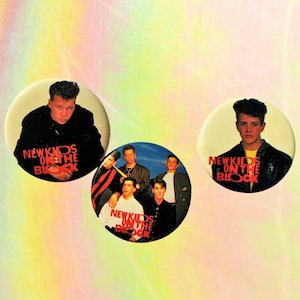 NKOTB (Three Pack Gift Set) 1.5 Inch Pin-back Buttons, NKOTB Fan Gift