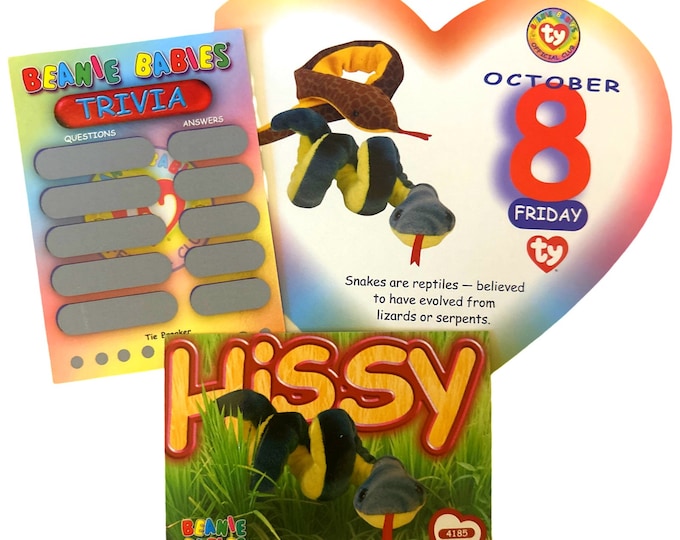 Beanie of the Day (October 8th) Hissy, Beanie Baby Birthday Telegram Treat, Stocking Stuffers, 90s gifts
