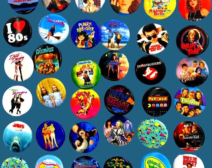 80's Buttons - Pick Your Favorites (1.25 inch) Party Favors, 80s Shows