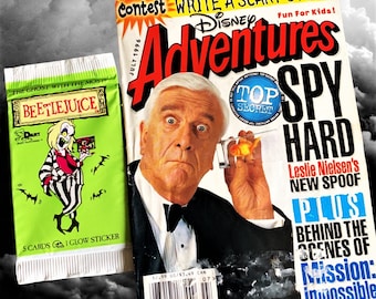 July 1996 Disney adventure magazine, 90s nostalgia, Vintage, Birthday Gifts, Trading Card Pack, Leslie Nielsen, Beetlejuice
