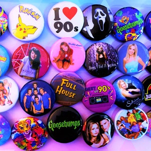 90s Style Buttons, 90s Party favors, Choose One Pinback button, 90s gift ideas, y2k, 90s pins, 90210 image 7
