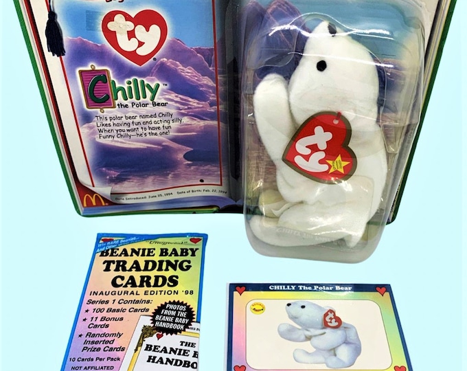 Chilly the Polar Bear Beanie Baby (2000) with Trading Card & Sealed Pack