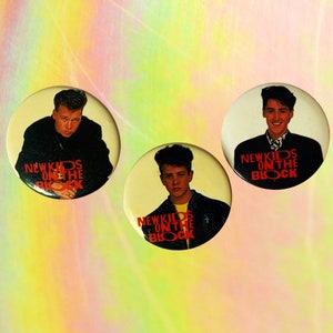 NKOTB (Three Pack Gift Set) 1.5 Inch Pin-back Buttons, NKOTB Fan Gift, NKOTB Buttons, New Old Stock Vintage Pins 1989 New Kids on the Block