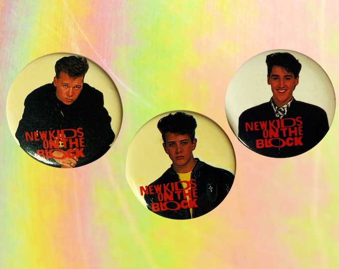NKOTB (Three Pack Gift Set) 1.5 Inch Pin-back Buttons, NKOTB Fan Gift, NKOTB Buttons, New Old Stock Vintage Pins 1989 New Kids on the Block