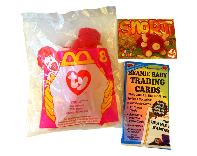 Snort the Bull Beanie Teenie Ty Baby 1996 with Trading Card & Sealed Pack