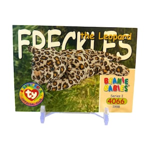 Tarjeta Beanie Baby de Freckles the Leopard 1998, regalos para calcetines, regalos de los años 90