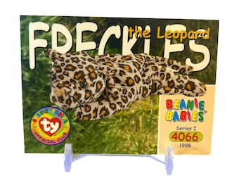 Freckles the Leopard 1998 Beanie Baby Card, Stocking Stuffers, 90s gifts