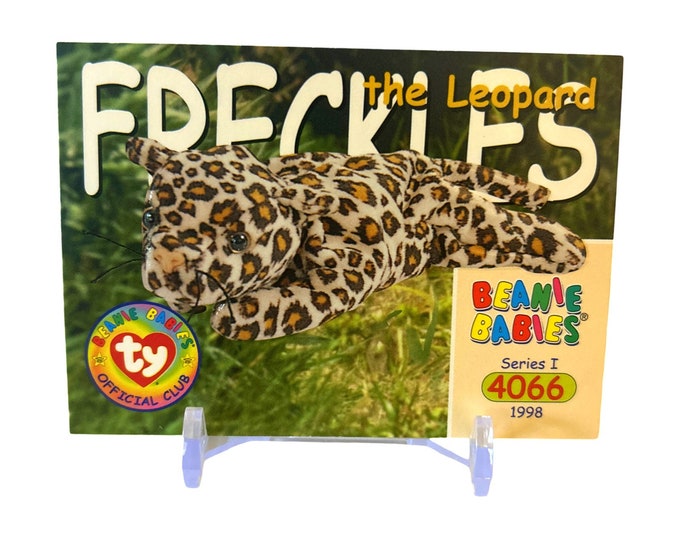 Freckles the Leopard 1998 Beanie Baby Card, Stocking Stuffers, 90s gifts