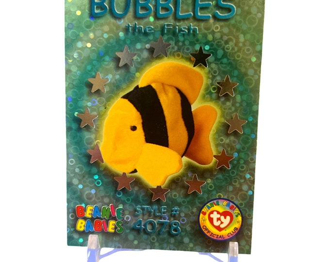 Bubbles the Fish 1999 Foil Beanie Baby Card, Stocking Stuffers, 90s gifts, Birthdate 7-2-95