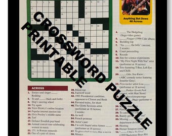 2000s Crossword Puzzle | PRINTABLE Sheet Instant Download | August 2000 | Puzzle 1F