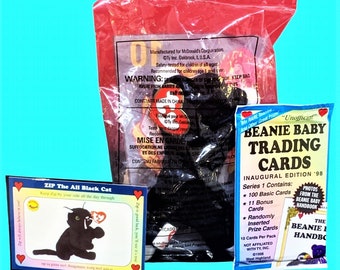 Zip the Cat Beanie Baby (1998) Sealed with Trading Pack