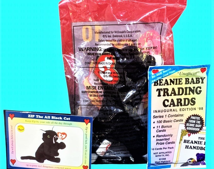 Zip the Cat Beanie Baby (1998) Sealed with Trading Pack
