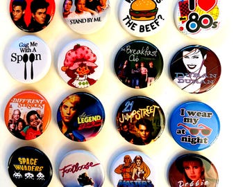 80s style Pinback buttons, Choose, 80s Party Favors