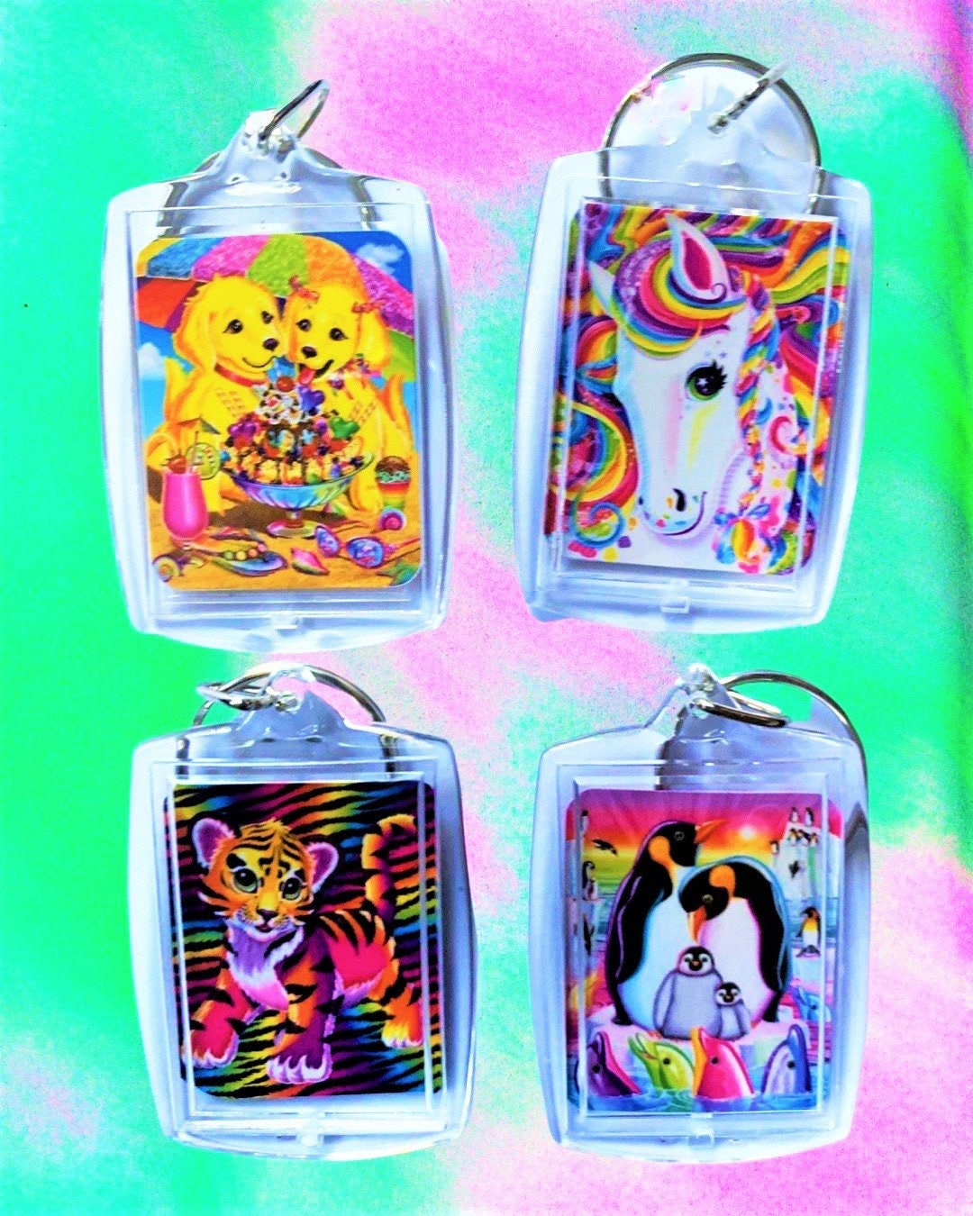 Lisa Frank Keychains, 90's Inspired, Choose One, Party Favors