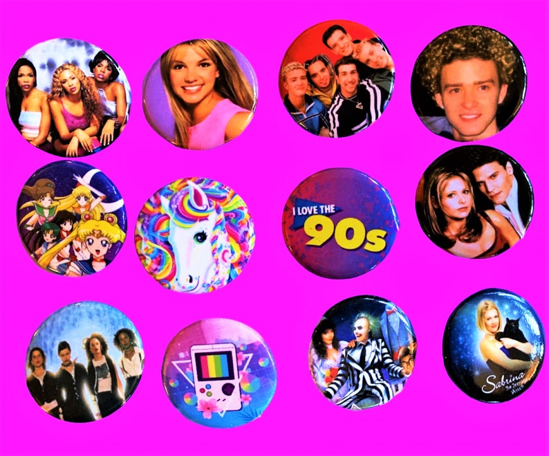 90s Style Buttons, 90s Party favors, Choose One Pinback button, 90s gift ideas, y2k, 90s pins, 90210 image 9