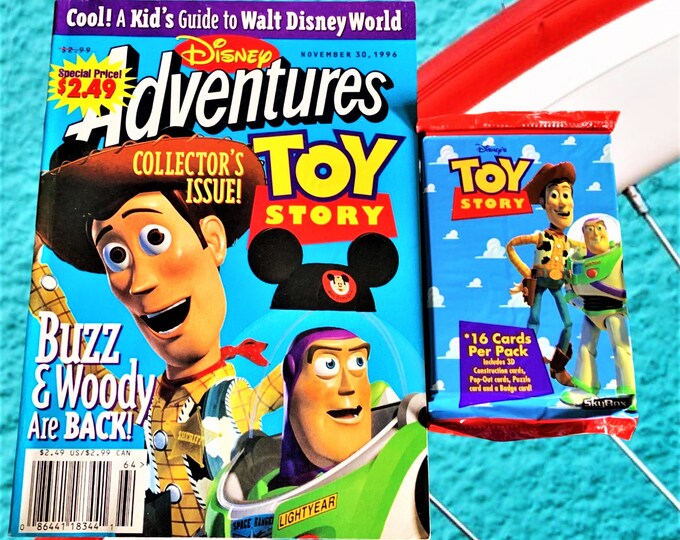 November 30th 1996, Disney adventure magazine, 90s nostalgia, Vintage, Birthday Gifts, Trading Card Pack, Toy Story