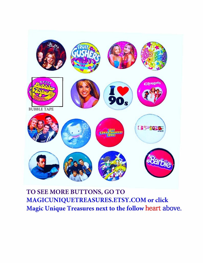 90s style Pinback buttons Choose One 90s pins, 90s party favors image 2