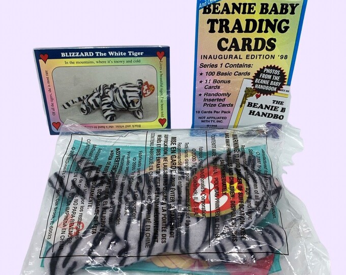 Ty Blizzard the White Tiger Beanie Baby 2000 with Trading Card & Sealed Pack
