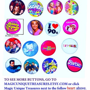 90s Style Buttons, 90s Party favors, Choose One Pinback button, 90s gift ideas, y2k, 90s pins, 90210 image 10