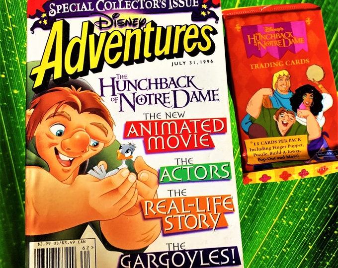 July 31, 1996, Disney adventure magazine, 90s nostalgia, Vintage, Birthday Gifts, Trading Card Pack, Hunchback of Notre Dame