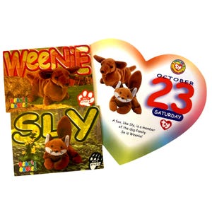 Mütze des Tages (23.Oktober) Sly Fox, Weenie Dackel, Beanie Baby Geburtstag Telegram Leckerli, Weihnachtsgeschenke der 90er Jahre