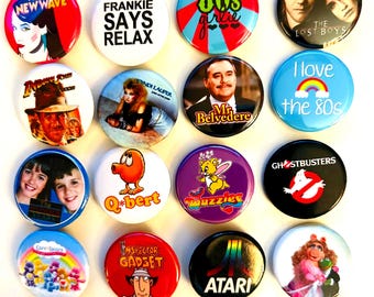 80s style Pinback buttons, Choose, 80s Party Favors