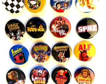 80s style Pinback buttons, Choose, 80s Party Favors