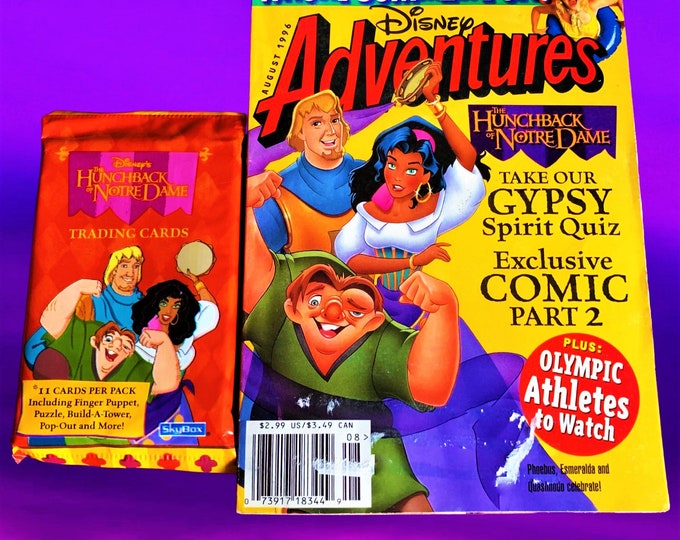 August 1996, Disney adventure magazine, 90s nostalgia, Vintage, Birthday Gifts, Trading Card Pack, Hunchback of Notre Dame