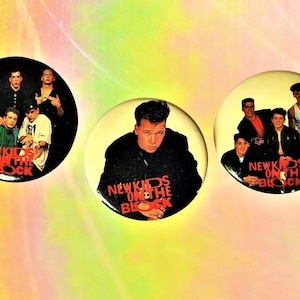 NKOTB (Three Pack Gift Set) 1.5 Inch Pin-back Buttons, NKOTB Fan Gift, NKOTB Buttons, New Old Stock Vintage Pins 1989 New Kids on the Block