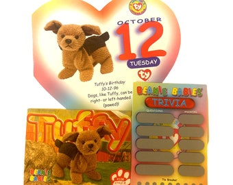 Beanie of the Day (October 12th) Tuffy the Dog, Beanie Baby Birthday Telegram Treat, Stocking Stuffers, 90s gifts
