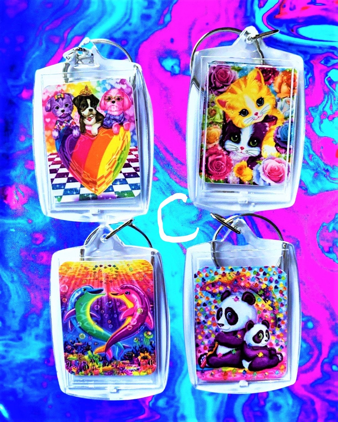 Unique Neon Pony Lisa Frank Diamond Ring Favors - 4 pack