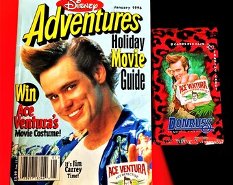 January 1996 Disney adventure magazine, 90s nostalgia, Vintage, Birthday Gifts, Trading Card Pack, Ace Ventura