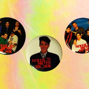 NKOTB (Three Pack Gift Set) 1.5 Inch Pin-back Buttons, NKOTB Fan Gift, NKOTB Buttons, New Old Stock Vintage Pins 1989 New Kids on the Block