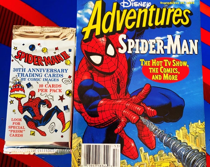 September 30, 1995, Disney adventure magazine, 90s nostalgia, Vintage, Birthday Gifts, Trading Card Pack, Spiderman