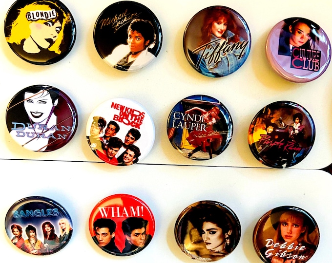 80s Party Buttons 1.25 inch - Pick Buttons