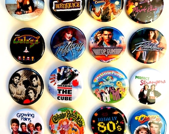 80s style Pinback buttons, Choose, 80s Party Favors