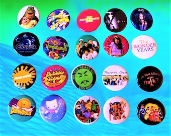 90s buttons (20 pack), 90s party, y2K, Nostalgic Gifts, Party favors, 90s gifts