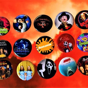 90s/80s Halloween Pin pack 15 Button Pack, 90s or 80s Halloween Party
