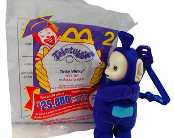 Teletubisie Tinky Winky – pluszowa zabawka do przypięcia – zestaw Happy Meal w McDonald's (1998)